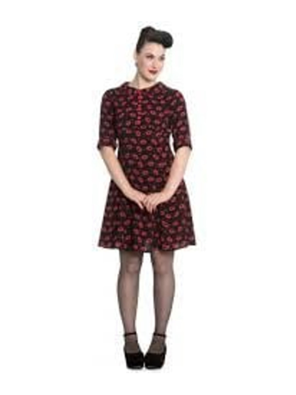 Hell Bunny Kiss Me Deadly Vampire Fangs Lips Black Red Dress